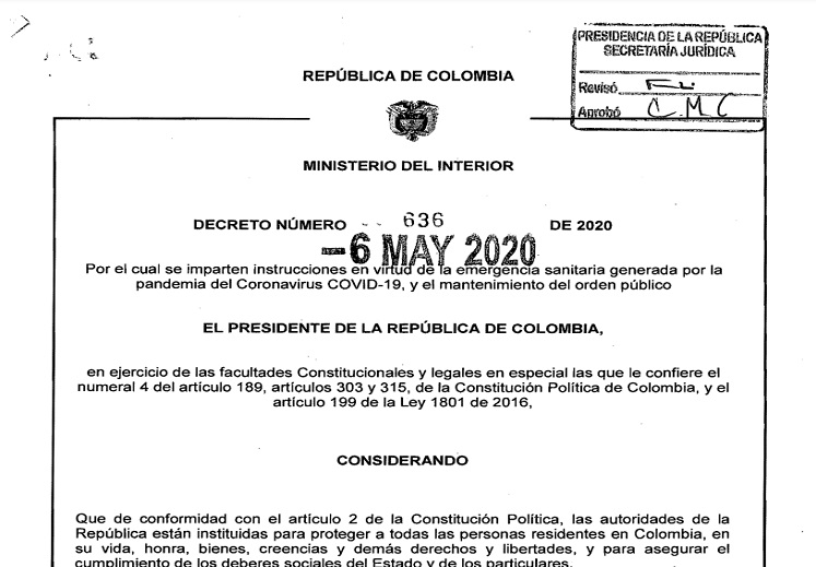 Decreto 636 de mayo 6 de 2020